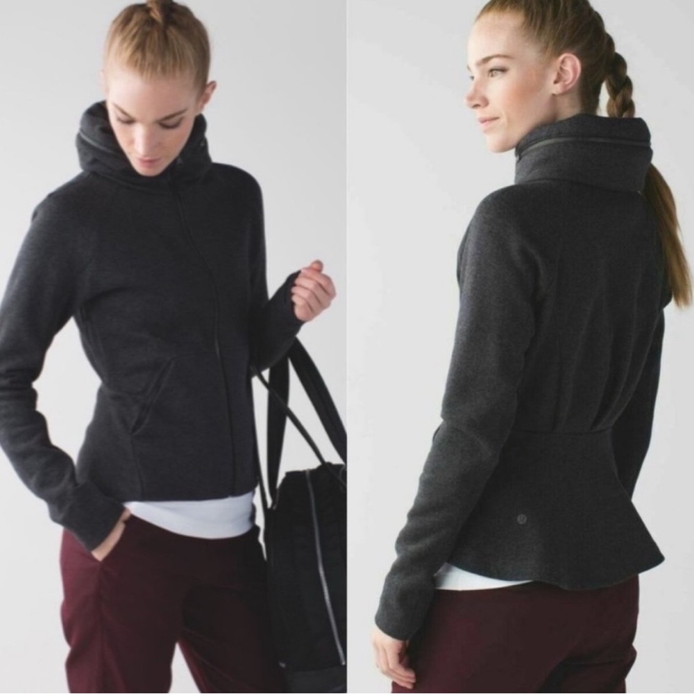 Lululemon &go Heathered Peplum Jacket with Hood/no Hood size 6